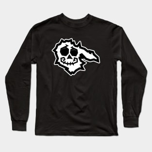 Hornby Island Spooky Skull - Black and White Halloween Vibes - Hornby Island Long Sleeve T-Shirt